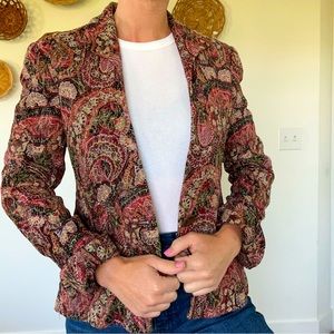 Vintage •XS• Single Button Tapestry Blazer
